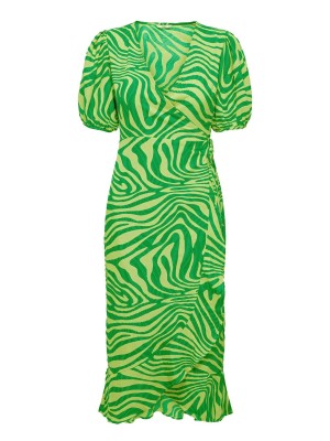 Only ONLCHICAGO LIFE S/S MIDI DRESS PTM Vibrant Green/West untamed | Freewear