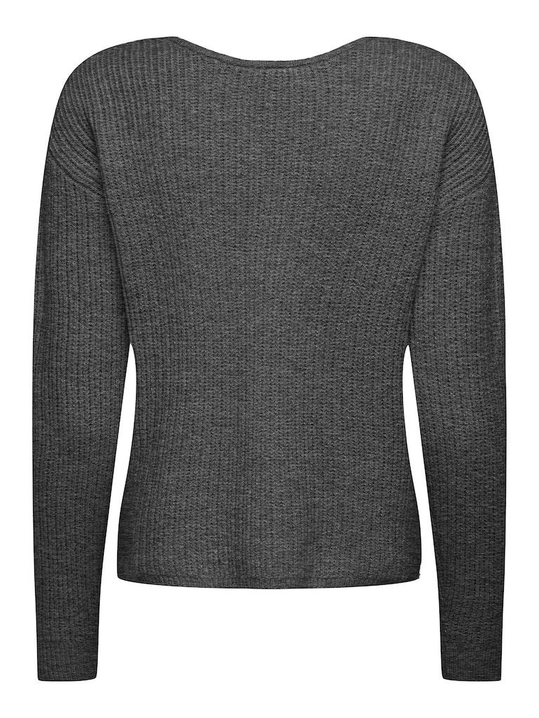 Only Trui Onlgabriel Life L/s Revers Vneck Cc 15297168 Dark Grey Melange Dames Maat - XS