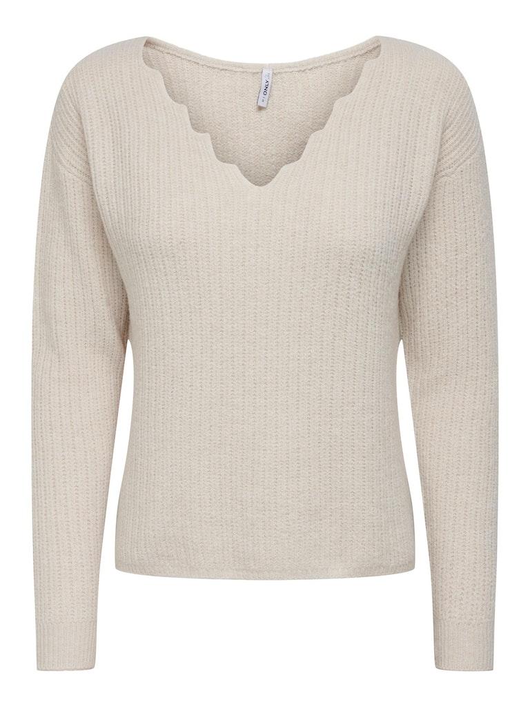 Only Trui Onlgabriel Life L/s Revers Vneck Cc 15297168 Pumice Stone/melange Dames Maat - XL