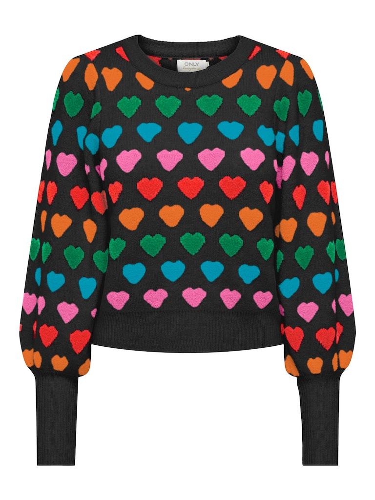 Only Trui Onlheartbeat Ls O-neck Knt 15302356 Black/high Risk Dames Maat - M