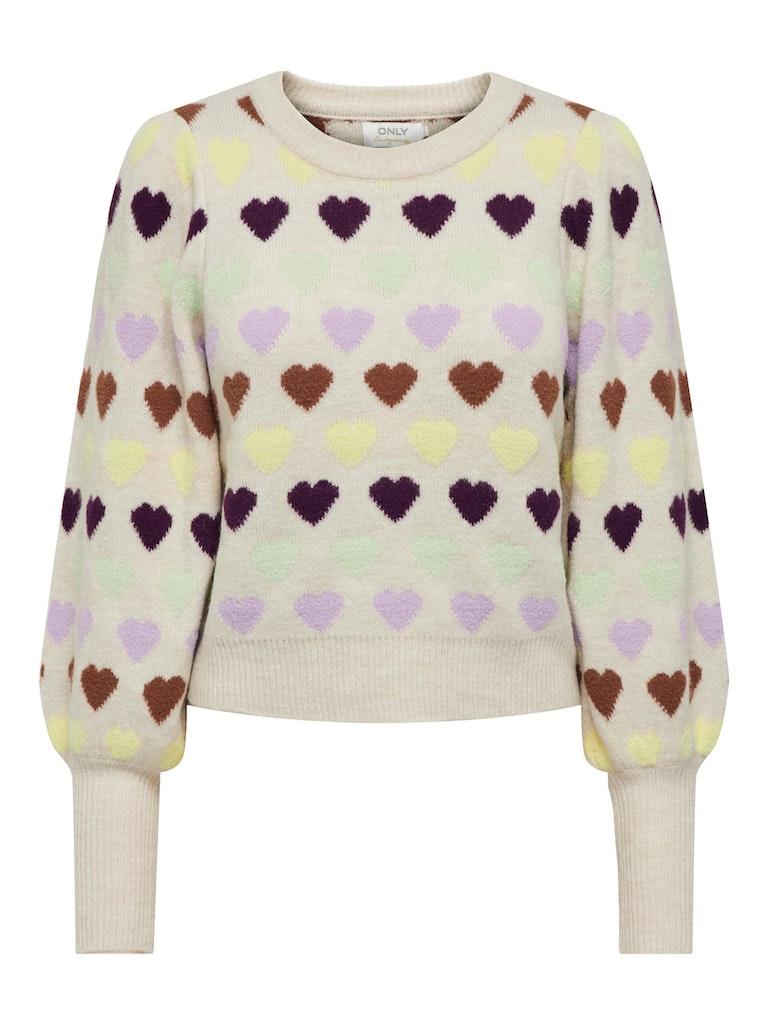 Only Trui Onlheartbeat Ls O-neck Knt 15302356 Pumice Stone Dames Maat - L