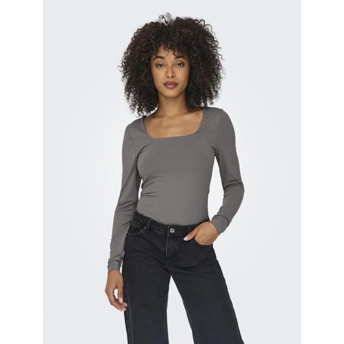 Only ONLEA L/S 2-WAY DEEP NECK TOP JRS N: Thunderstorm | Freewear ONLEA L/S 2-WAY DEEP NECK TOP JRS N: - www.freewear.nl - Freewear