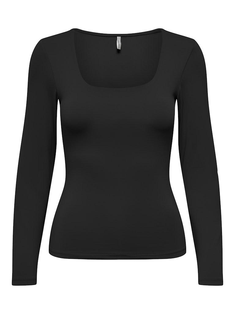 Only T-shirt Onlea L/s 2-way Deep Neck Top Jrs N 15302647 Black Dames Maat - L