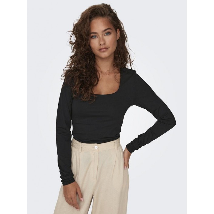 Only ONLEA L/S 2-WAY DEEP NECK TOP JRS N: Black | Freewear ONLEA L/S 2-WAY DEEP NECK TOP JRS N: - www.freewear.nl - Freewear