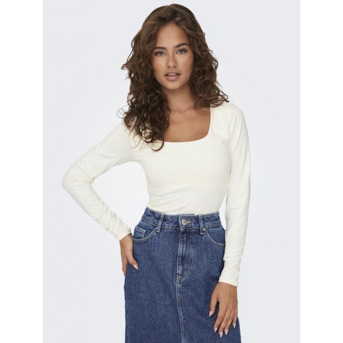 Only ONLEA L/S 2-WAY DEEP NECK TOP JRS N: Cloud Dancer | Freewear ONLEA L/S 2-WAY DEEP NECK TOP JRS N: - www.freewear.nl - Freewear