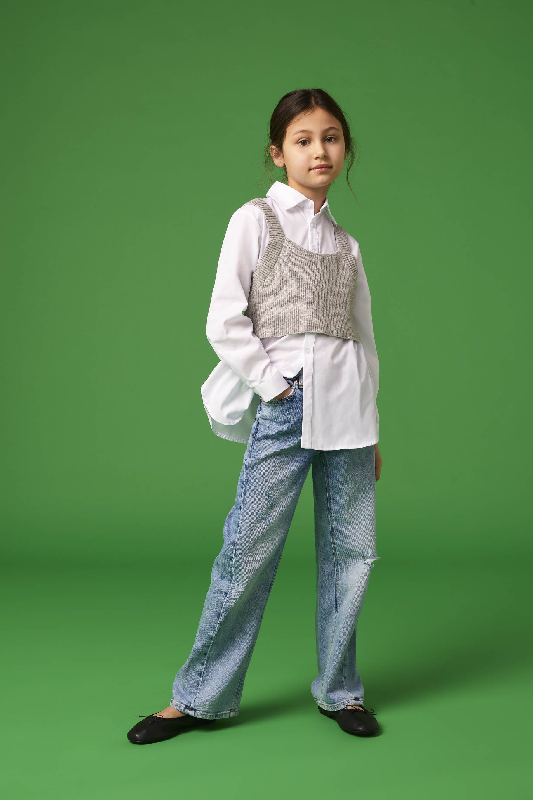ONLY KOGASTA BARREL WIDE LEG DNM Meisjes Jeans - Maat 164