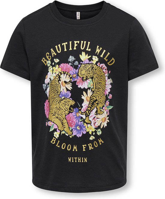 ONLY KOGWILMA FIT S/S TIGER TOP BOX JRS Meisjes T-shirt - Maat 110/116