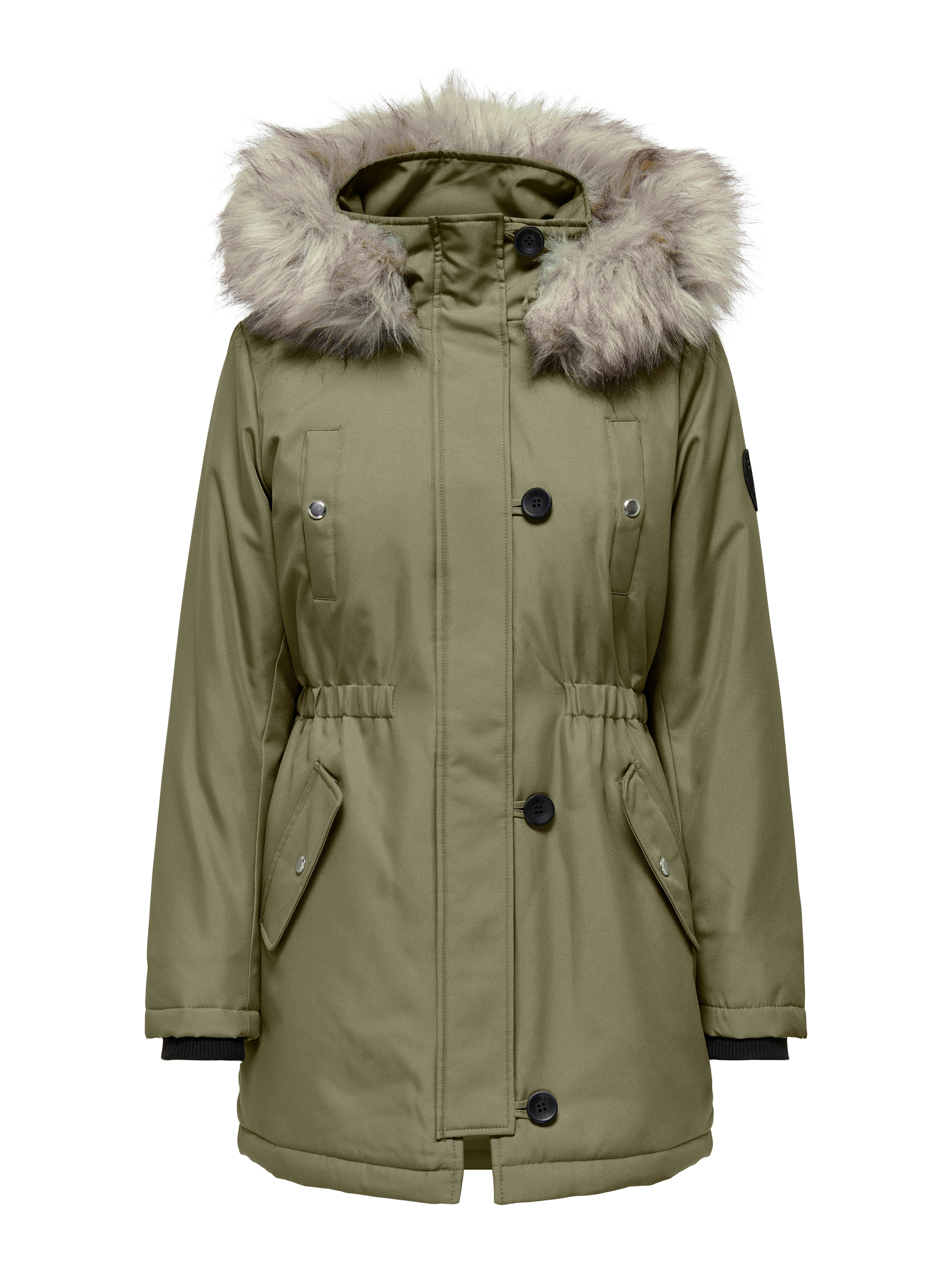 Getailleerde parka met imitatiebont, model 'IRIS'