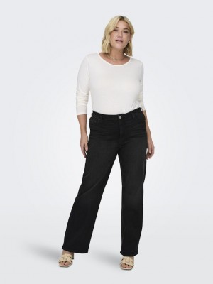 Carmakoma CARWILLY HW WIDE JEANS CRO1099 NOOS Black Denim | Freewear CARWILLY HW WIDE JEANS CRO1099 NOOS - www.freewear.nl - Freewear