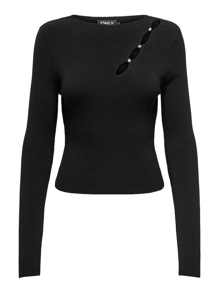 Only Trui Onlantonella Ls Detail O-neck Knt 15306429 Black Dames Maat - S
