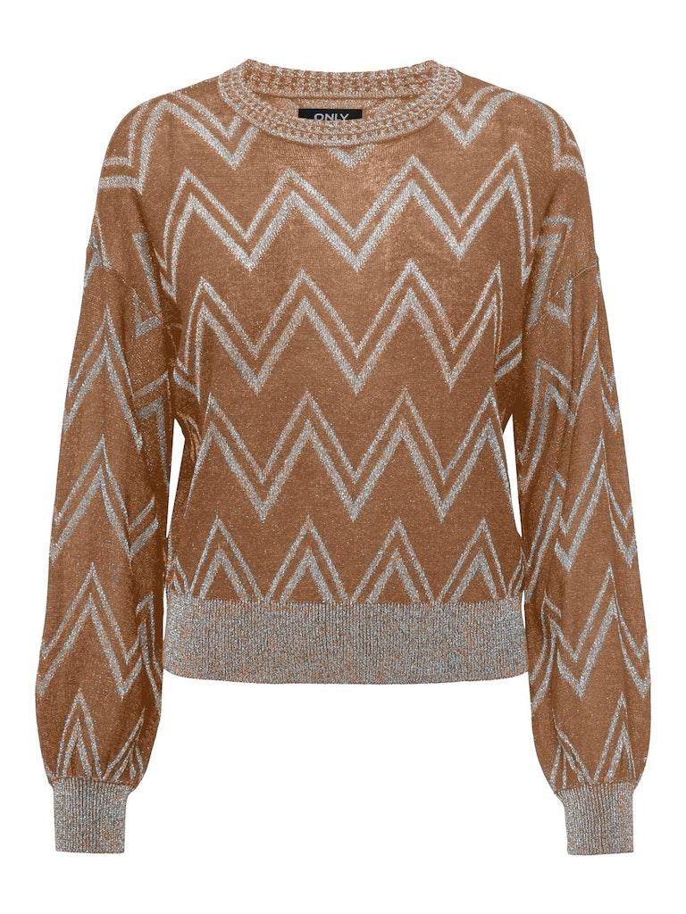 Only Nicole Life Ls Glitter O-Neck Toasted Coconut Glitter BRUIN M