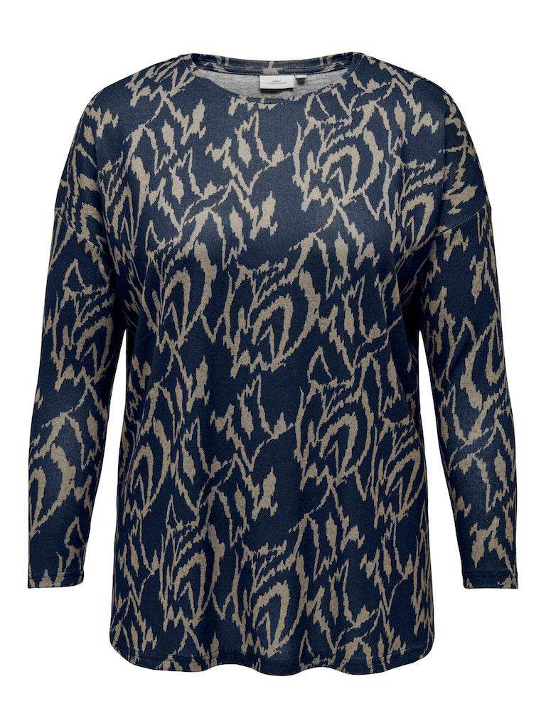 ONLY CARMAKOMA CARALBA GRAPHIC L/S TOP JRS Dames Top - Maat L