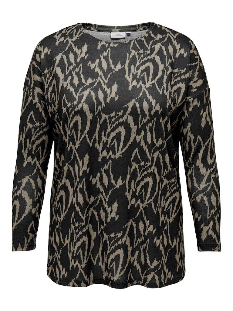 ONLY CARMAKOMA CARALBA GRAPHIC L/S TOP JRS Dames Top - Maat S