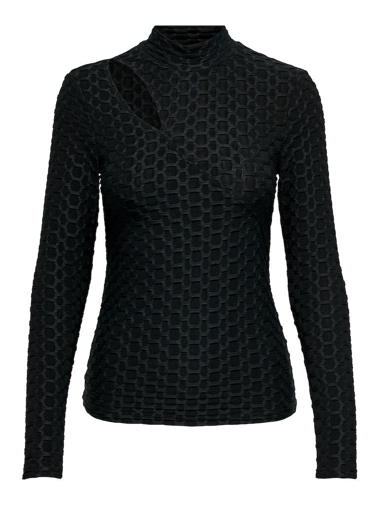 Only T-shirt Onltenna L/s Highneck Cutout Top Bo 15310219 Black Dames Maat - L