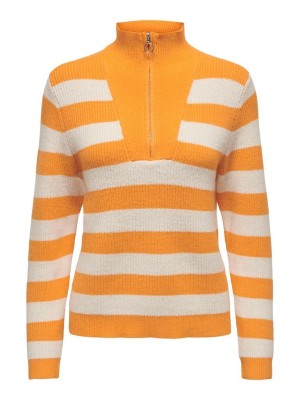 Only ONLKATIA LS ZIP HIGHNECK CC KNT Carrot Curl/Melange/Whitecap Gra | Freewear ONLKATIA LS ZIP HIGHNECK CC KNT - www.freewear.nl - Freewear