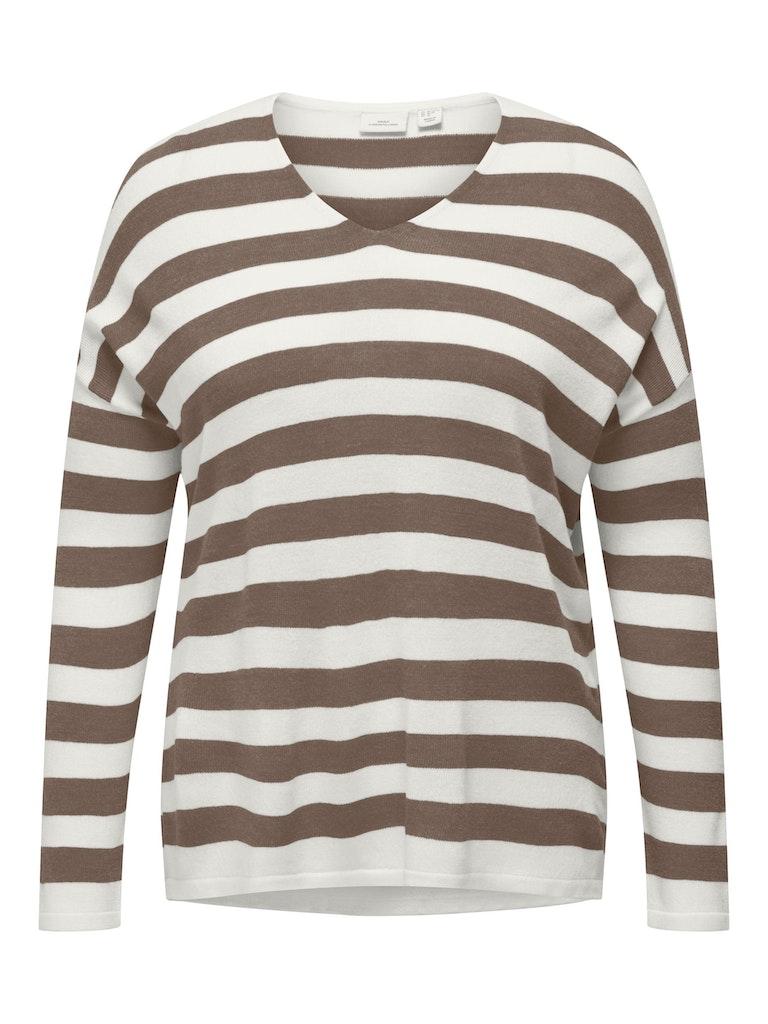 Gestreepte V-Hals Gebreide Top Only Carmakoma , Multicolor , Dames