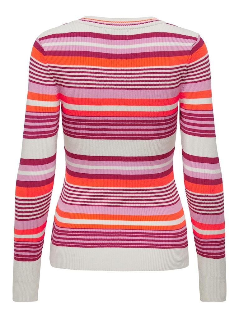 Only Trui Onlmeleka Ls O-neck Stripe Cc Knt 15311550 Cloud Dancer/raspberry Dames Maat - XS