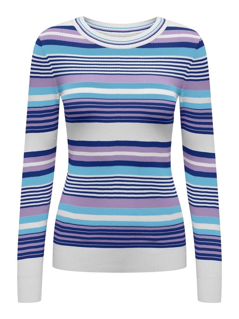 Only Trui Onlmeleka Ls O-neck Stripe Cc Knt 15311550 Cloud Dancer/violet Tui Dames Maat - XS