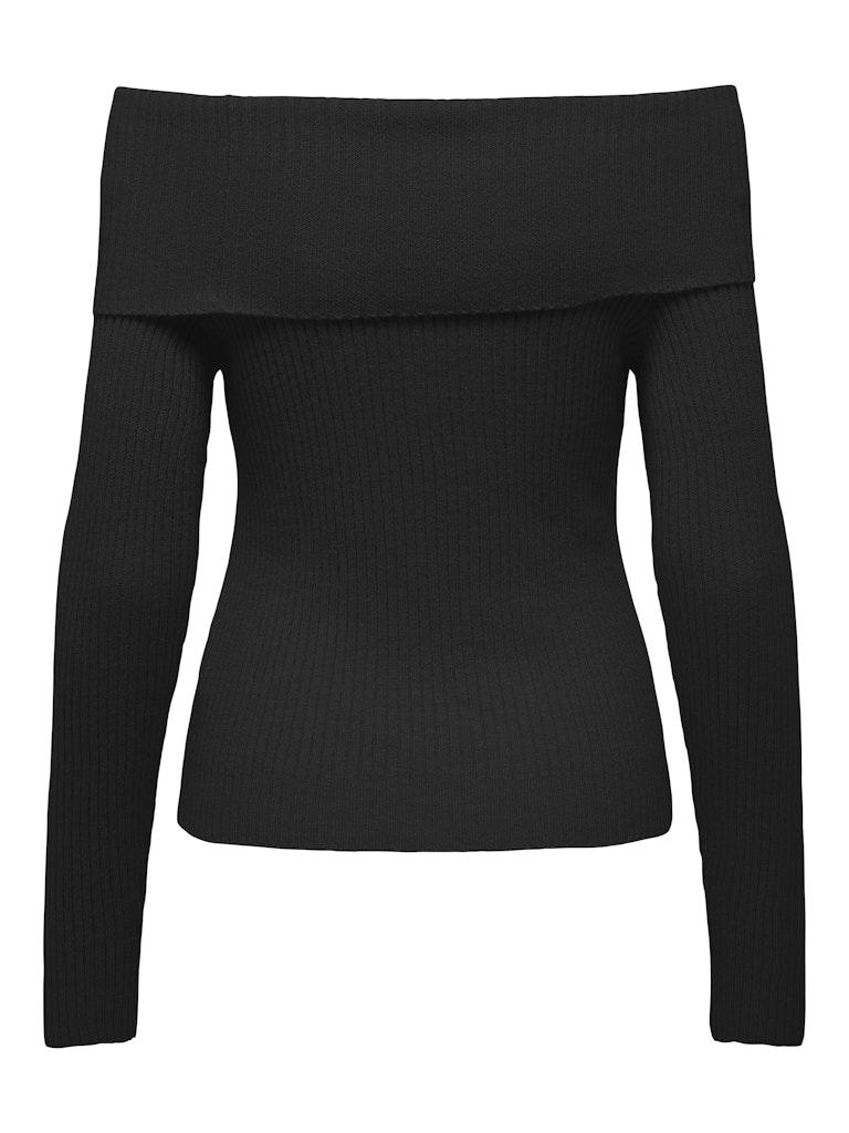 Zwarte gebreide boothals trui Only , Black , Dames