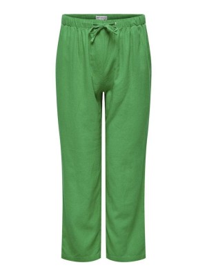 Carmakoma CARCARO MW LINEN BL PULL-UP PANT TL: Green Bee | Freewear