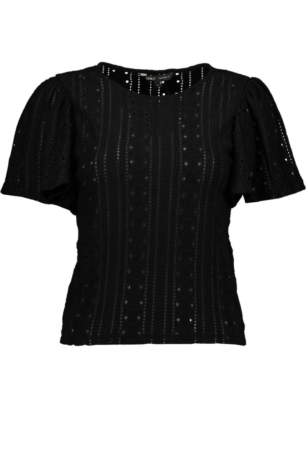 Only T-shirt Onlriverside S/s Flaired Top Jrs 15312474 Black Dames Maat - XS