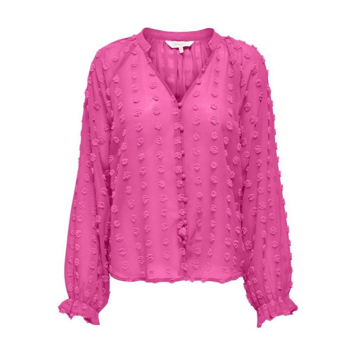 Only ONLPIXI DOBBY LIFE BUTTON TOP WVN C: Raspberry Rose | Freewear ONLPIXI DOBBY LIFE BUTTON TOP WVN C: - www.freewear.nl - Freewear