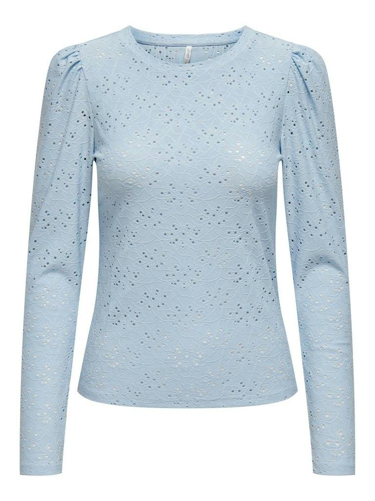 Only T-shirt Onlsmilla L/s O-neck Puff Top Jrs 15313956 Clear Sky Dames Maat - XL
