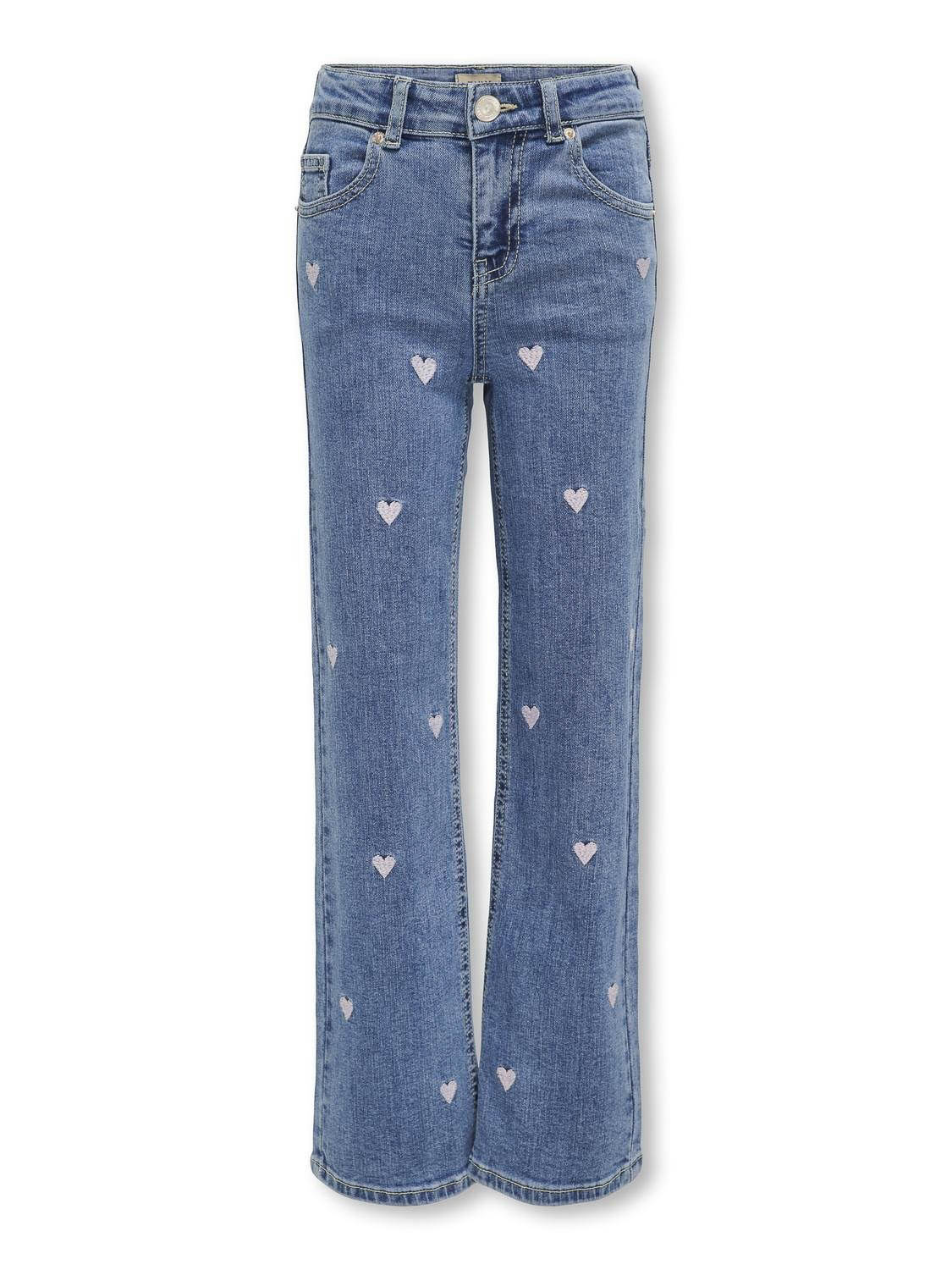 Only Kogjuicy Wide Leg Heart Emb Jeans N: