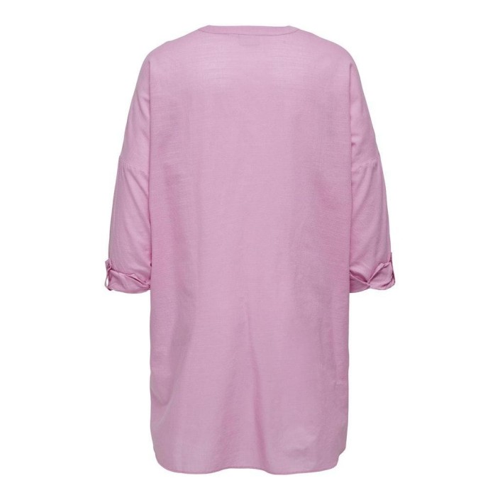 Carmakoma CARAPELDOORN SOLID V-NECK L/S SHIRT: Begonia Pink | Freewear CARAPELDOORN SOLID V-NECK L/S SHIRT: - www.freewear.nl - Freewear