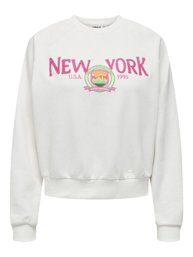 Only Trui Onlgoldie L/s Nyc O-neck Box Swt 15317023 Cloud Dancer/new York Dames Maat - XS