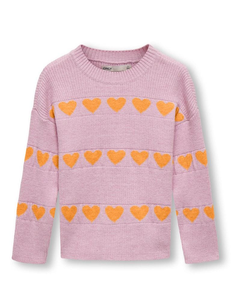 ONLY KMGDANA L/S HEART O-NECK KNT Meisjes Trui - Maat 98