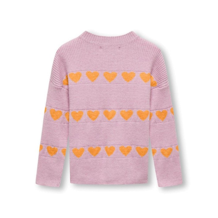 ONLY:KIDS ONLY KMGDANA L/S HEART O-NECK KNT Begonia Pink/Apricot Hearts | Freewear KMGDANA L/S HEART O-NECK KNT - www.freewear.nl - Freewear