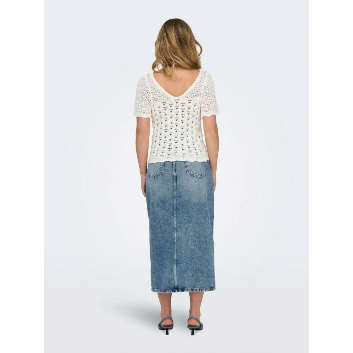 Only ONLBECCA LIFE SS V-NECK TOP KNT Cloud Dancer | Freewear ONLBECCA LIFE SS V-NECK TOP KNT - www.freewear.nl - Freewear