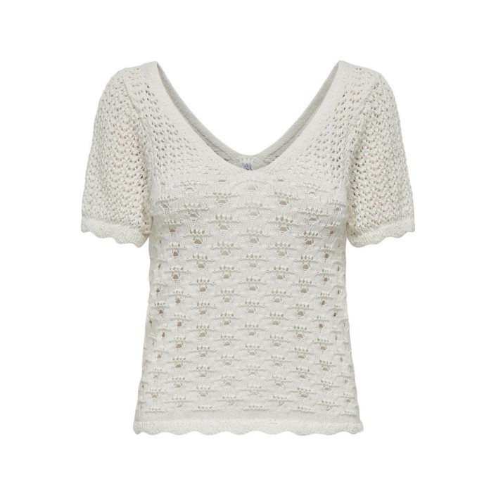 Only ONLBECCA LIFE SS V-NECK TOP KNT Cloud Dancer | Freewear ONLBECCA LIFE SS V-NECK TOP KNT - www.freewear.nl - Freewear