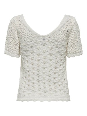 Only ONLBECCA LIFE SS V-NECK TOP KNT Cloud Dancer | Freewear ONLBECCA LIFE SS V-NECK TOP KNT - www.freewear.nl - Freewear