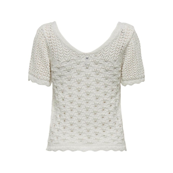 Only ONLBECCA LIFE SS V-NECK TOP KNT Cloud Dancer | Freewear ONLBECCA LIFE SS V-NECK TOP KNT - www.freewear.nl - Freewear