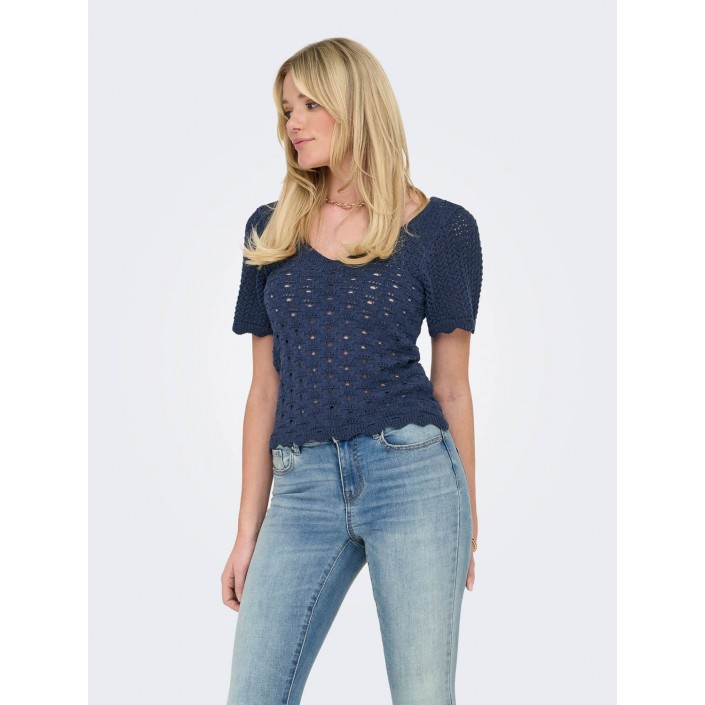 Only ONLBECCA LIFE SS V-NECK TOP KNT Ombre Blue | Freewear ONLBECCA LIFE SS V-NECK TOP KNT - www.freewear.nl - Freewear