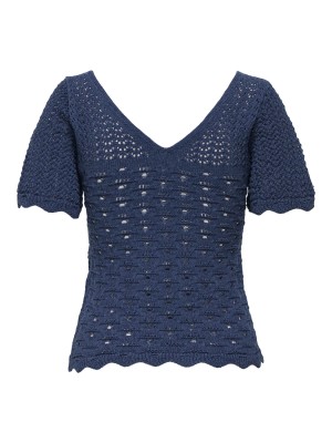 Only ONLBECCA LIFE SS V-NECK TOP KNT Ombre Blue | Freewear ONLBECCA LIFE SS V-NECK TOP KNT - www.freewear.nl - Freewear