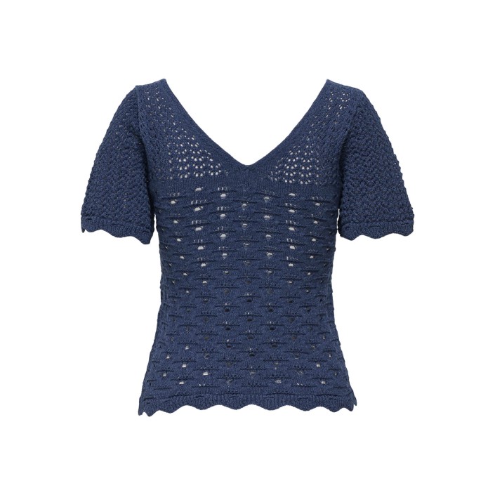 Only ONLBECCA LIFE SS V-NECK TOP KNT Ombre Blue | Freewear ONLBECCA LIFE SS V-NECK TOP KNT - www.freewear.nl - Freewear