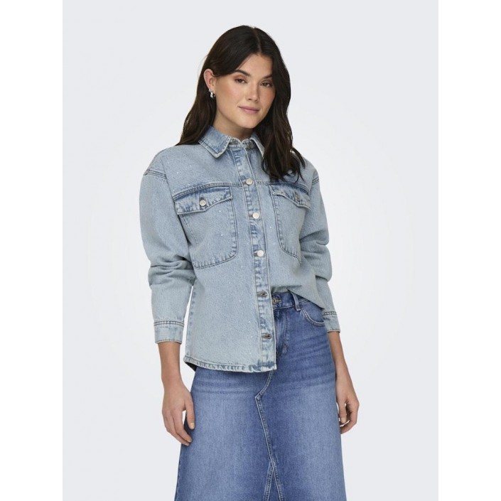 Only ONLMERCURY LS OVS RHINEST DNM JACKE: Light Blue Denim | Freewear ONLMERCURY LS OVS RHINEST DNM JACKE: - www.freewear.nl - Freewear