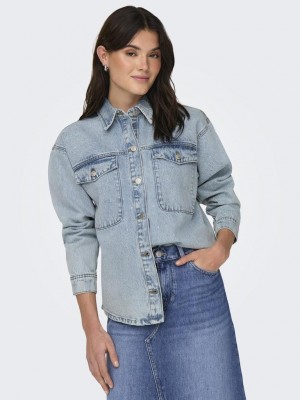Only ONLMERCURY LS OVS RHINEST DNM JACKE: Light Blue Denim | Freewear ONLMERCURY LS OVS RHINEST DNM JACKE: - www.freewear.nl - Freewear