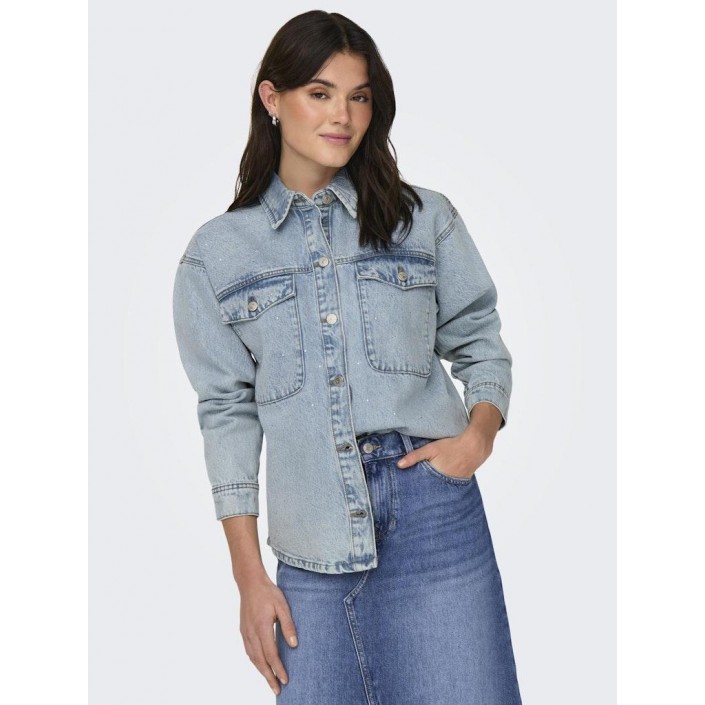 Only ONLMERCURY LS OVS RHINEST DNM JACKE: Light Blue Denim | Freewear ONLMERCURY LS OVS RHINEST DNM JACKE: - www.freewear.nl - Freewear