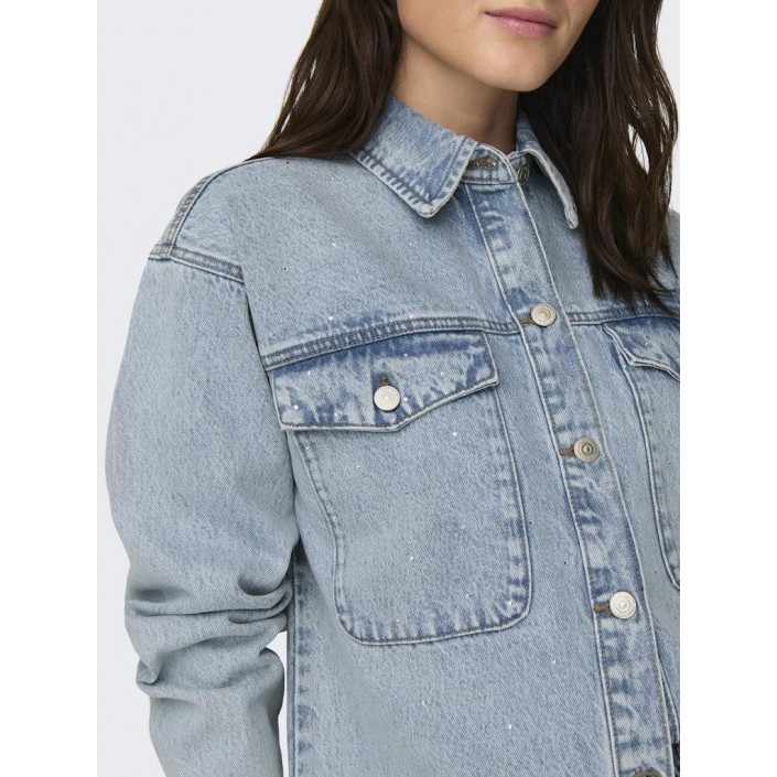 Only ONLMERCURY LS OVS RHINEST DNM JACKE: Light Blue Denim | Freewear ONLMERCURY LS OVS RHINEST DNM JACKE: - www.freewear.nl - Freewear