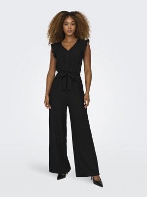 Only ONLELISA S/L V-NECK JUMPSUIT JRS Black | Freewear ONLELISA S/L V-NECK JUMPSUIT JRS - www.freewear.nl - Freewear