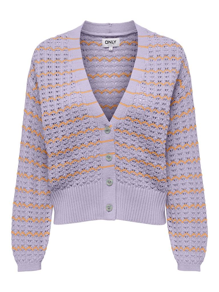 Only Vest Onlasa Ls V-neck Cardigan Cc Cs Knt 15320755 Pastel Lilac/tangerine Dames Maat - M
