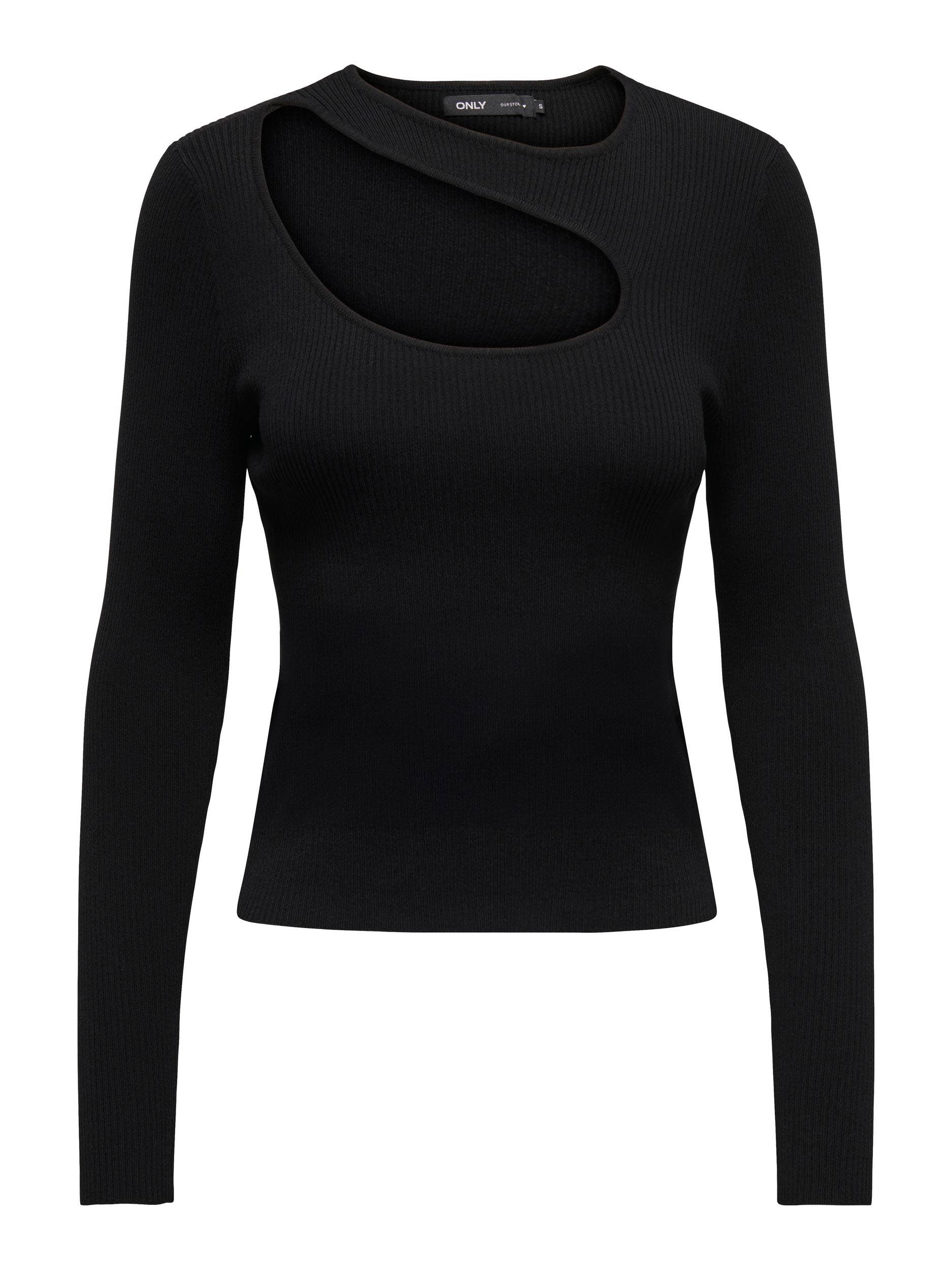 Only Trui Onlmeddi Ls Peek-a-boo O-neck Cc Cs 15320764 Black Dames Maat - S