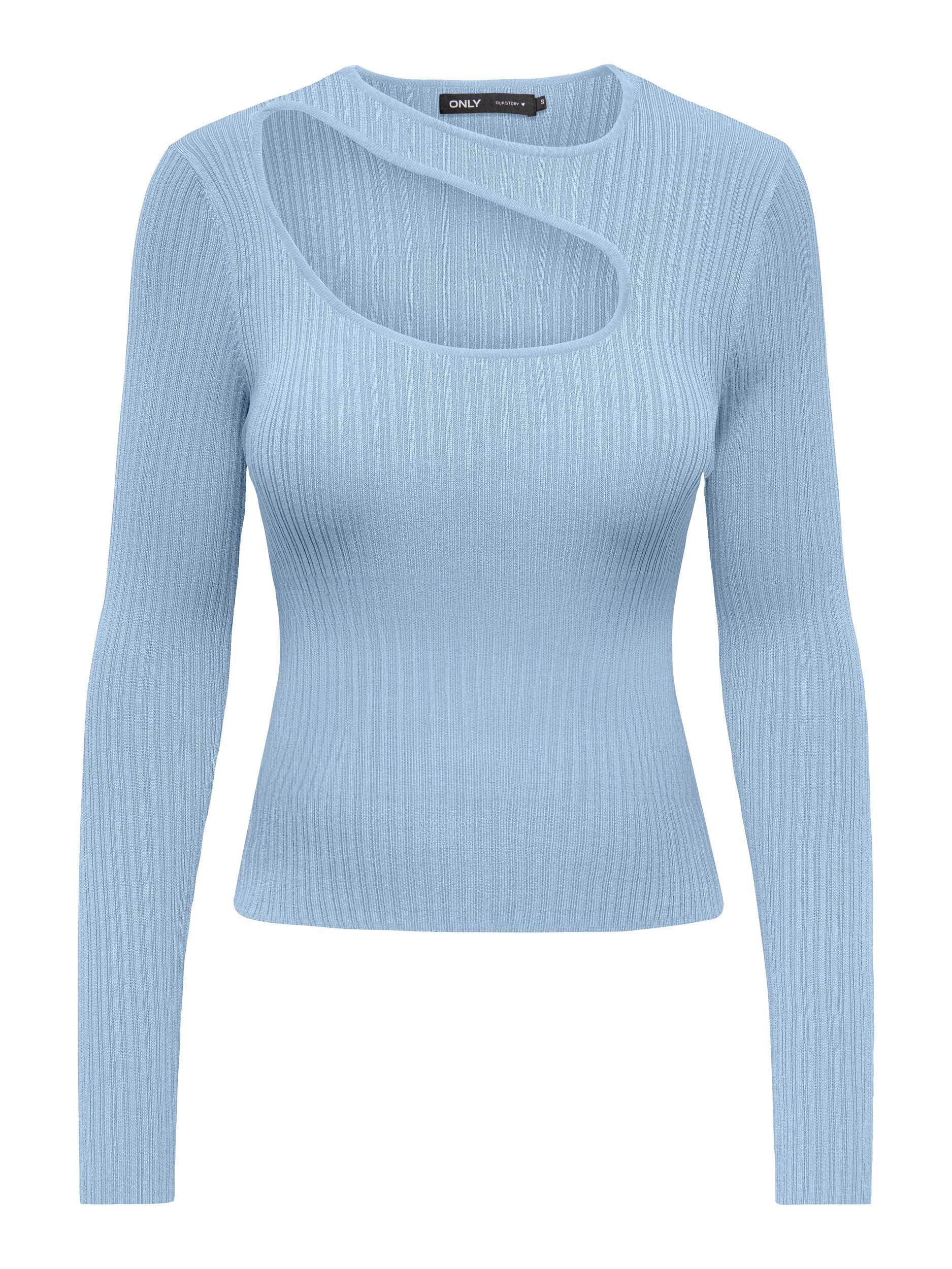 Only Trui Onlmeddi Ls Peek-a-boo O-neck Cc Cs 15320764 Cashmere Blue Dames Maat - XS