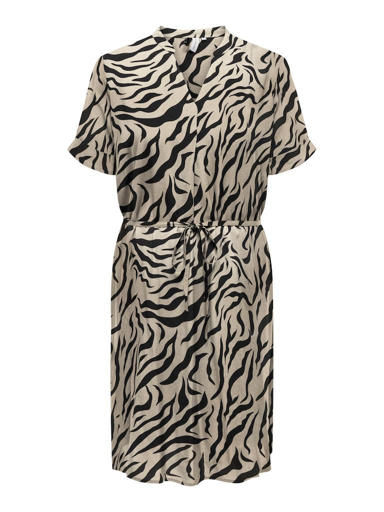 ONLY CARMAKOMA CARNOVA LIFE SS V-NECK BLK DRESS Dames Jurk - Maat 52
