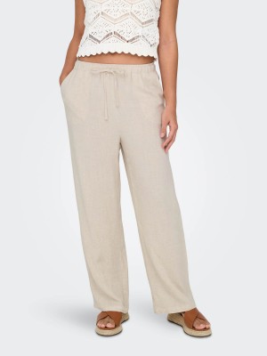 Only ONLSIESTA MW PULL-UP LINEN BL PNT N: Moonbeam | Freewear ONLSIESTA MW PULL-UP LINEN BL PNT N: - www.freewear.nl - Freewear