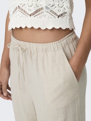 Only ONLSIESTA MW PULL-UP LINEN BL PNT N: Moonbeam | Freewear ONLSIESTA MW PULL-UP LINEN BL PNT N: - www.freewear.nl - Freewear